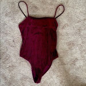 Velvet Bodysuit Ribbed